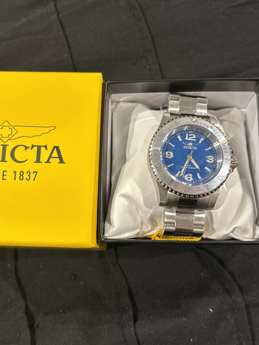 Invicta Stainless Steel Watch With Blue Dial